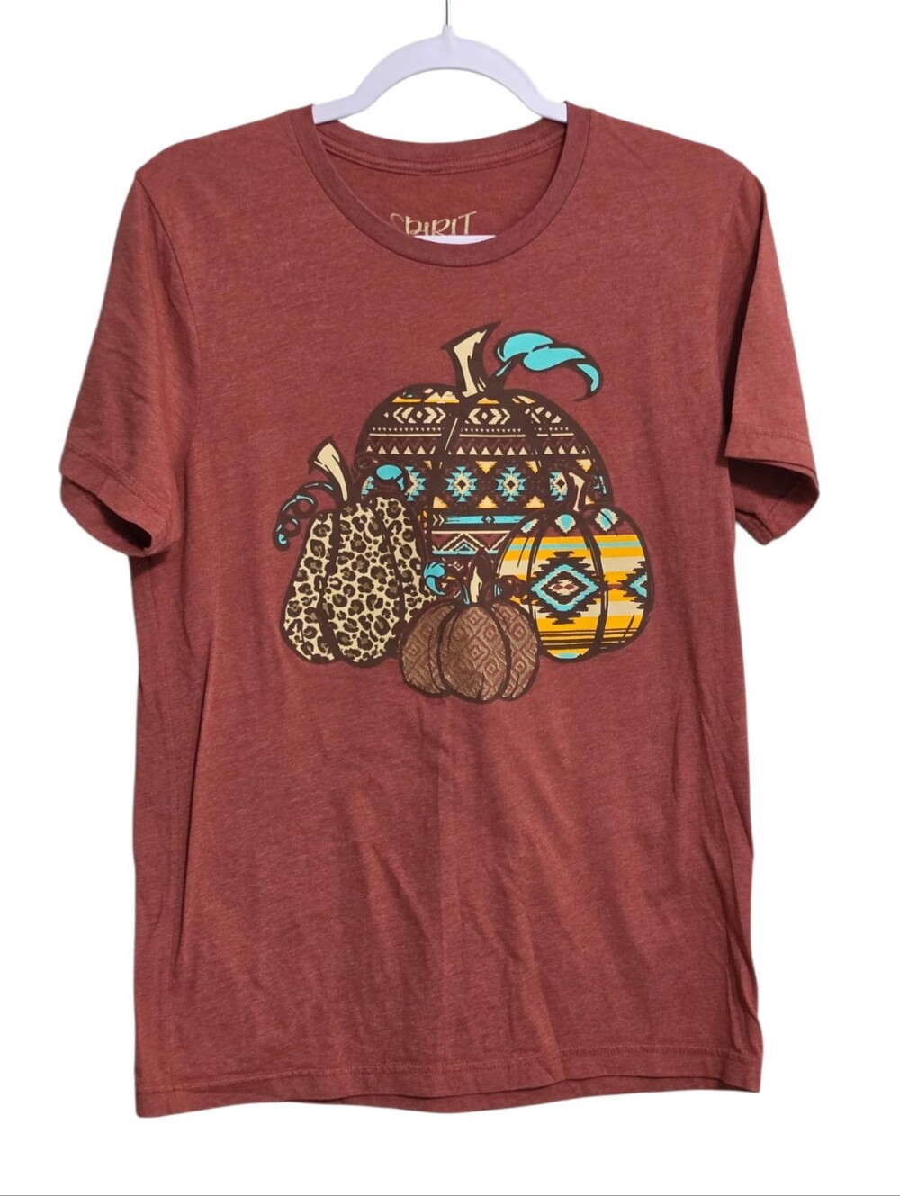 Spirit Tee Pumpkin Tee Shirt M Fall Aztec Southwest Country Boho Rust